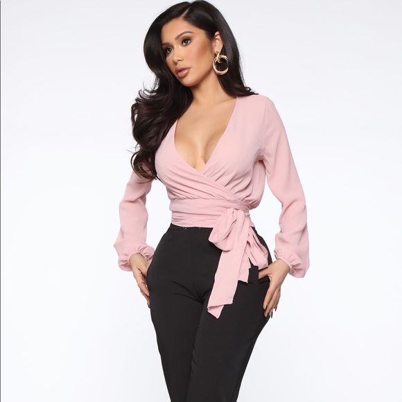 🌸 Pink Crepe Wrap Blouse 🌷 - Picture 2 of 7